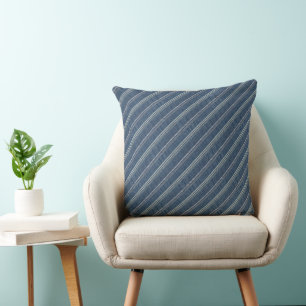 Blaue Denim-Blau-Weiß-Gestreift Muster Kissen