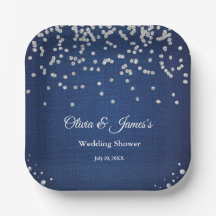 Blaue Denim-Diamanten-Perlen-Paar-Hochzeitsdusche