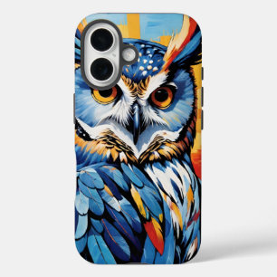 Blaue Denim-Eule iPhone 16 Hülle