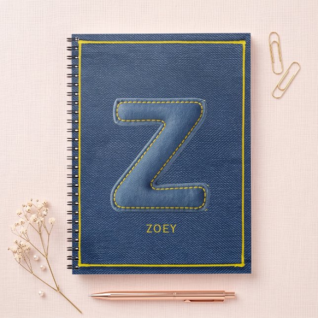 Blaue Denim-Imitat-Nähpatch-Buchstabe Z-Monogramm Notizblock (Von Creator hochgeladen)