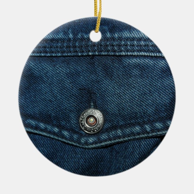 Blaue Denim-Pocket Keramikornament (Vorne)