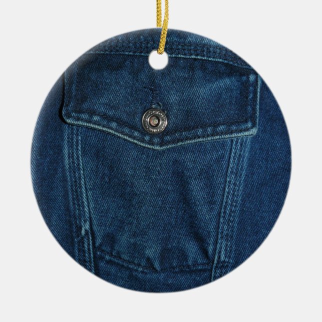 Blaue Denim-Tasche Keramikornament (Vorne)