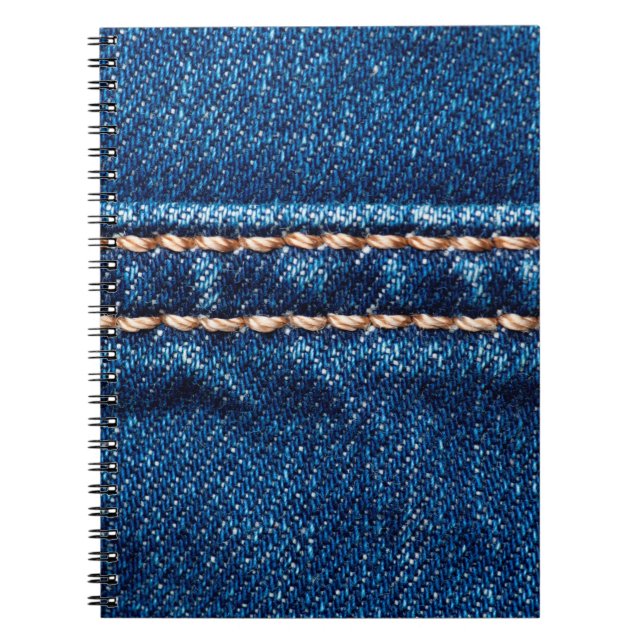 Blaue Denim-Textur mit Naht der Naht, Jeans Notizblock (Vorderseite)
