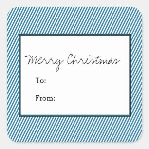 Blaue Diagonale Feste Streifen Urlaub Quadratischer Aufkleber