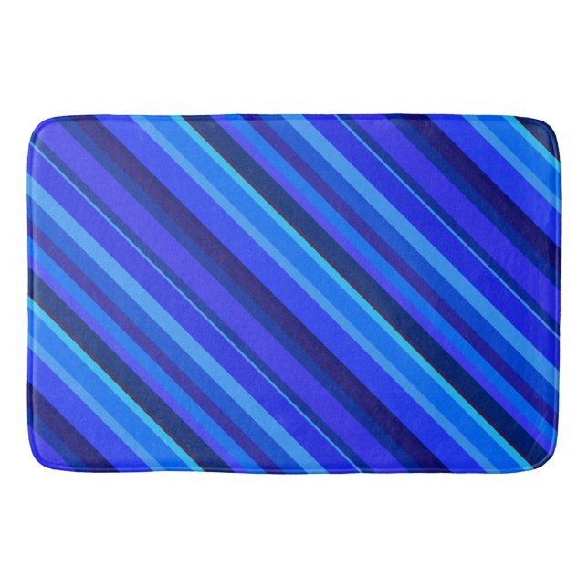 Blaue Diagonalstreifen Badematte (Vorderseite)