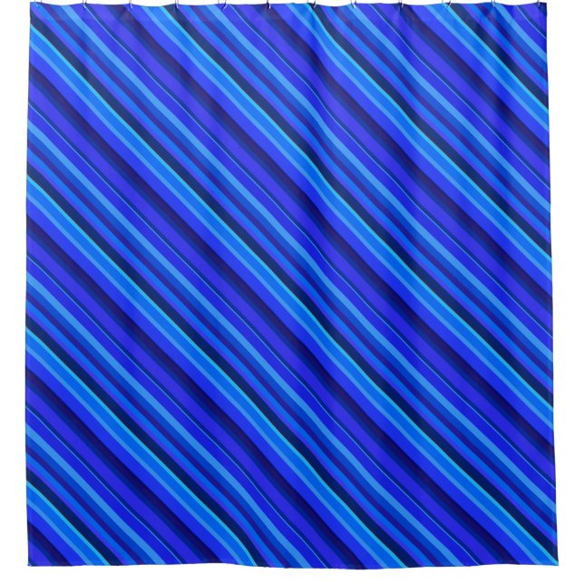 Blaue Diagonalstreifen Duschvorhang (Vorderseite)