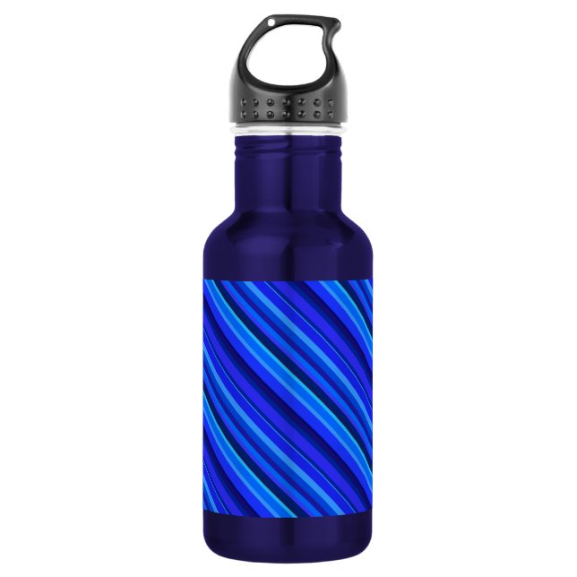 Blaue Diagonalstreifen Edelstahlflasche (Vorderseite)