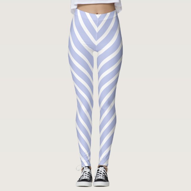 Blaue Diagonalstreifen Leggings (Vorderseite)