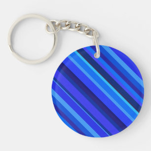 Blaue Diagonalstreifen Schlüsselanhänger