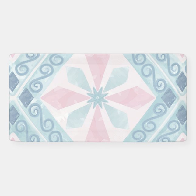 Blaue Diamant-Geometrie-Muster Banner (Horizontal)
