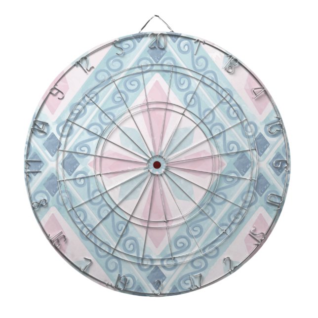 Blaue Diamant-Geometrie-Muster Dartscheibe (vorne)