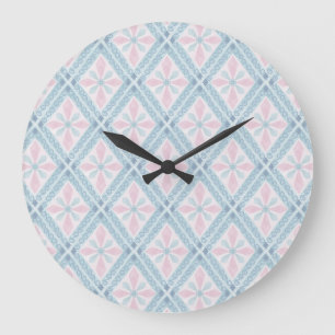 Blaue Diamant-Geometrie-Muster Große Wanduhr