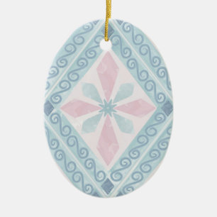 Blaue Diamant-Geometrie-Muster Keramik Ornament