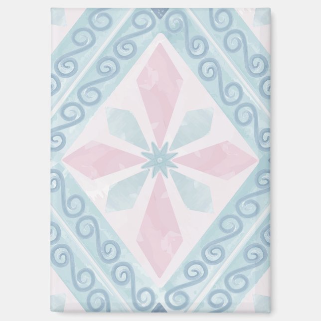 Blaue Diamant-Geometrie-Muster Magnet (Vorderseite)