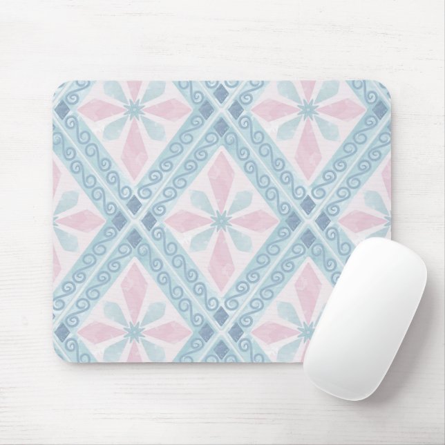 Blaue Diamant-Geometrie-Muster Mousepad (Mit Mouse)