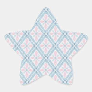 Blaue Diamant-Geometrie-Muster Stern-Aufkleber