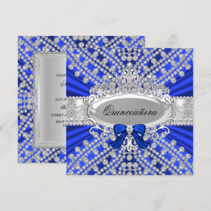 Blaue Diamant & Tiara Quinceañera-Einladung Einladung