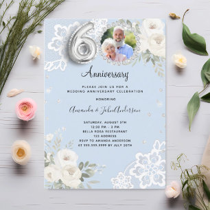 Blaue Diamanten-Florale 60. Hochzeitstag Einladung