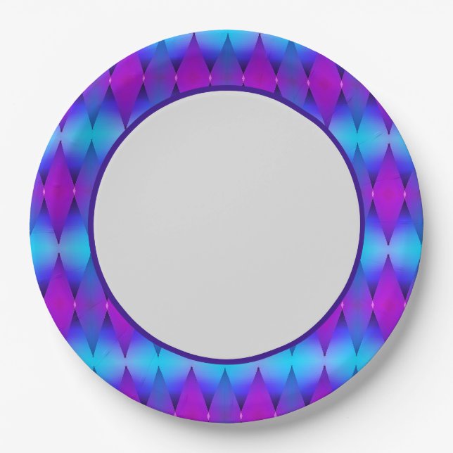 Blaue Diamanten-Papierplatte Pappteller (Vorderseite)