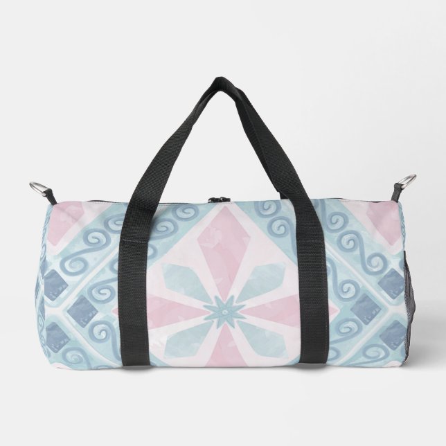 blaue Diamantmuster Duffle Bag (Vorderseite)