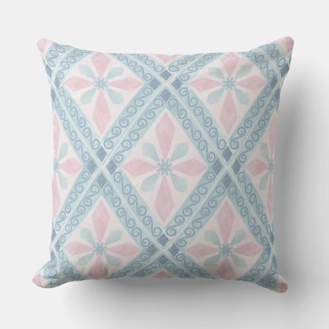blaue Diamantmuster Kissen (Vorderseite)