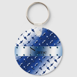 Blaue Diamantplatte aus personalisiertem Stahl Schlüsselanhänger