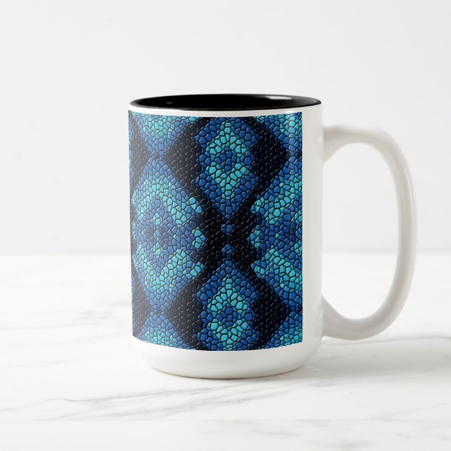 Blaue Diamonds Mosaik Tiles Pattern Tasse (Rechts)