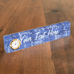 Blaue Digital-Pixel-Tarnungs-Beschaffenheit Namensplakette