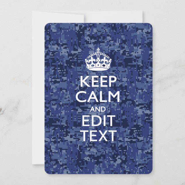 Blaue digitale Camouflage BEHALTE CALM UND Text be (Vorderseite)