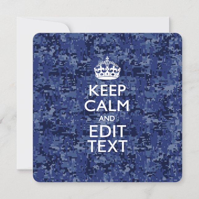 Blaue digitale Camouflage BEHALTE CALM UND Text be (Vorderseite)