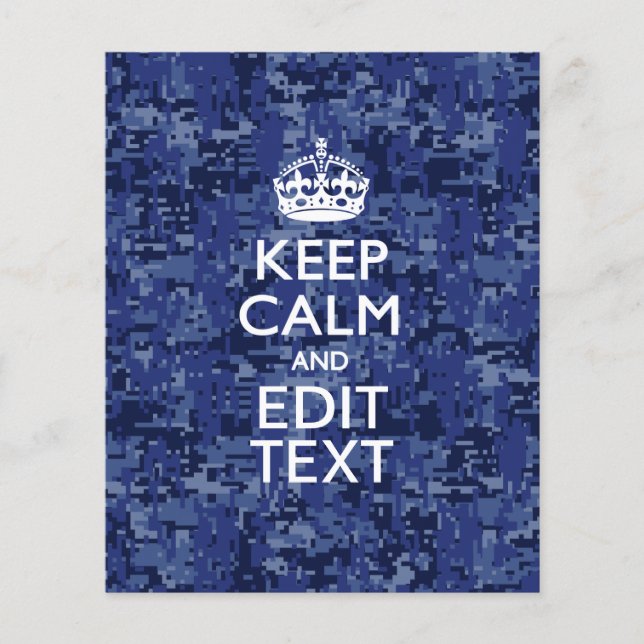 Blaue digitale Camouflage BEHALTE CALM UND Text be Flyer (Vorne)