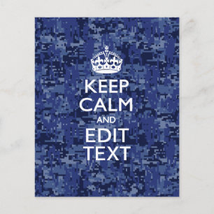 Blaue digitale Camouflage BEHALTE CALM UND Text be Flyer