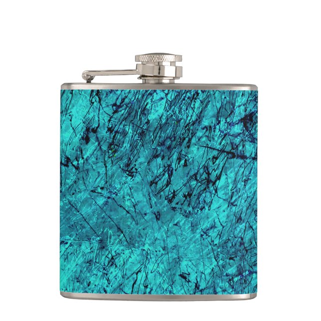 Blaue digitale Kunst mit vielen gemischten/labyrin Flachmann (Vorderseite)