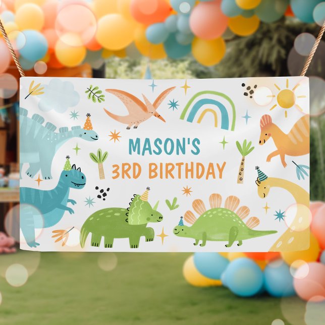 Blaue Dinosaurier Geburtstagsparty Banner (Von Creator hochgeladen)