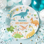Blaue Dinosaurier Geburtstagsparty Pappteller<br><div class="desc">Blue Dinosaur Birthday Party Paper Teller Alle Designs sind © PIXEL PERFECTION PARTY LTD</div>