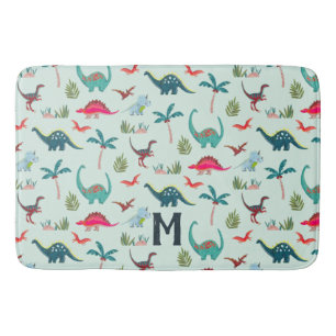 Blaue Dinosaurier-Monogramm-Kinderbadezimmer-Badma Badematte