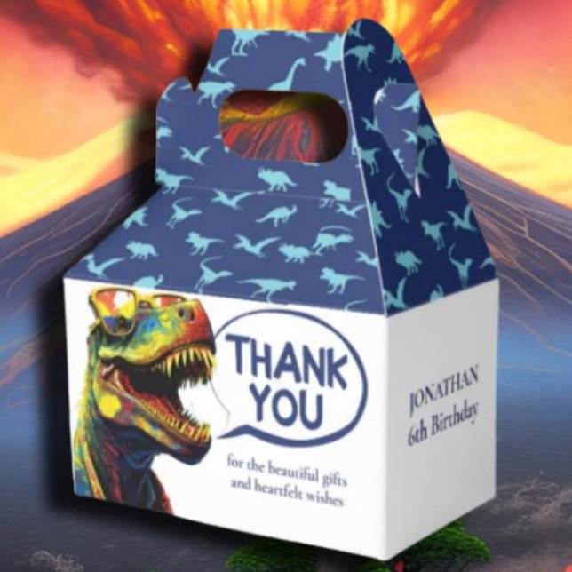 Blaue Dinosaurier-Muster Geschenkschachtel ( Delight your little paleontologists with our dinosaur patterns kids favor boxes! )