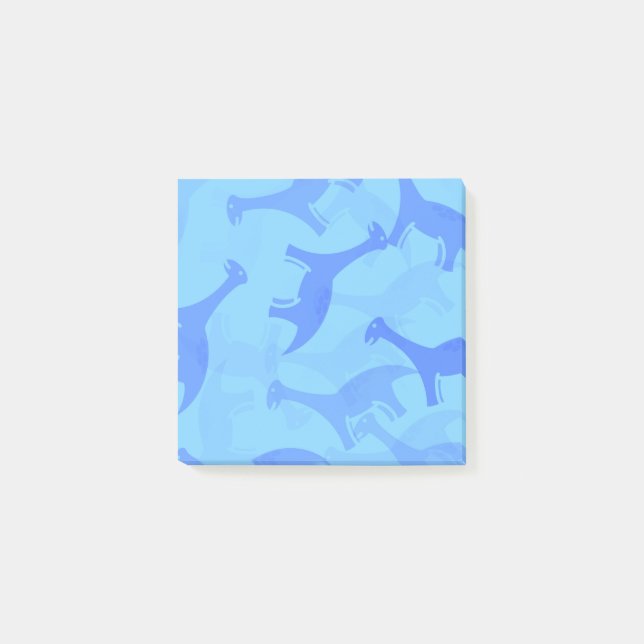 Blaue Dinosaurier Post-it-Notizen Post-it Klebezettel (Vorderseite)