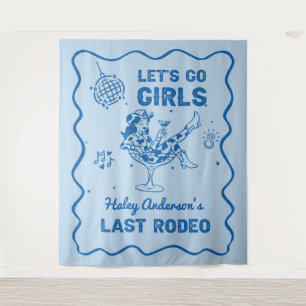 Blaue Disco-Cowgirl-Rodeo-Junggesellinnen-Wochenen Wandteppich