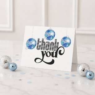 Blaue Disco-Kugel Retro-Disco-Baby-Party Dankeskarte
