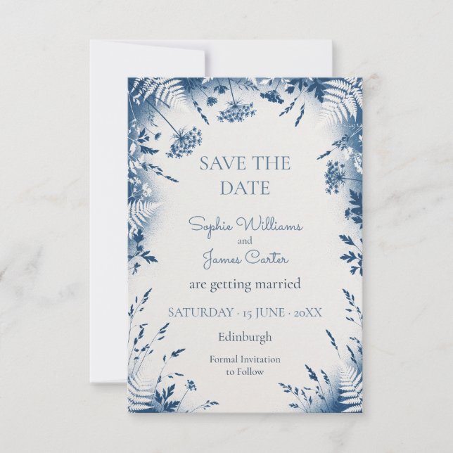 Blaue Distel Eukalyptus Save The Date (Vorderseite)