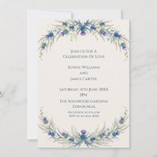 Blaue Distel-Kranz-Hochzeitseinladung Einladung
