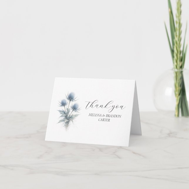 Blaue Distel Schottische Blumen Hochzeit Danke  (Vorderseite)