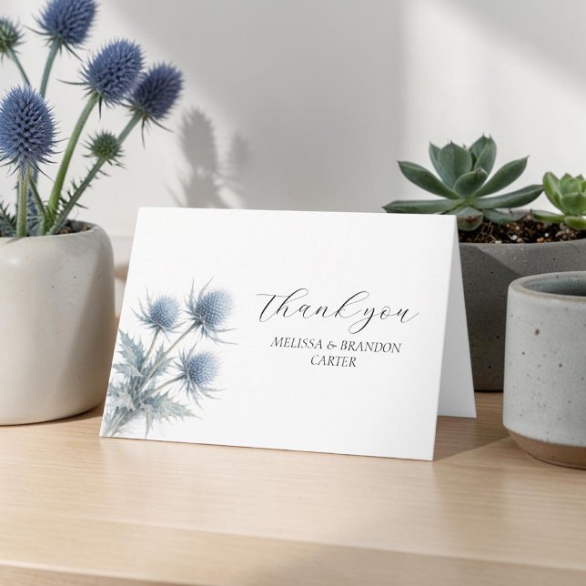 Blaue Distel Schottische Blumen Hochzeit Danke  (Von Creator hochgeladen)