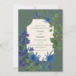 Blaue Distel Schottische Botanische Hochzeitseinla Einladung