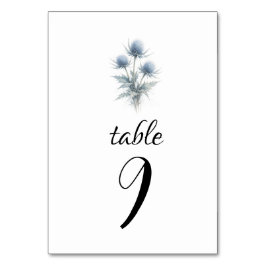 Blaue Distel Schottische Einfache Florale Hochzeit Tischnummer