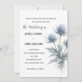 Blaue Distel Schottland Einfache Hochzeit Einladung