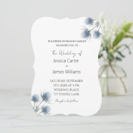 Blaue Distel Schottland Schlichte Hochzeit Einladung