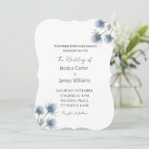 Blaue Distel Schottland Schlichte Hochzeit Einladung