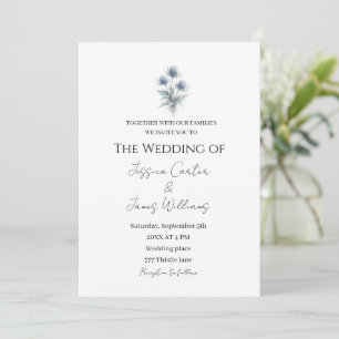 Blaue Distel Schottland Schlichte Hochzeit Einladung